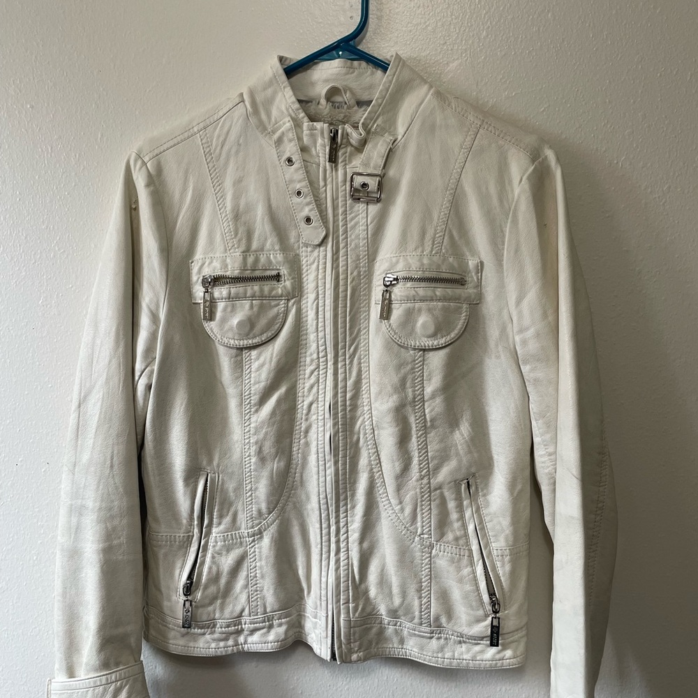 Women's White Leather Jacket